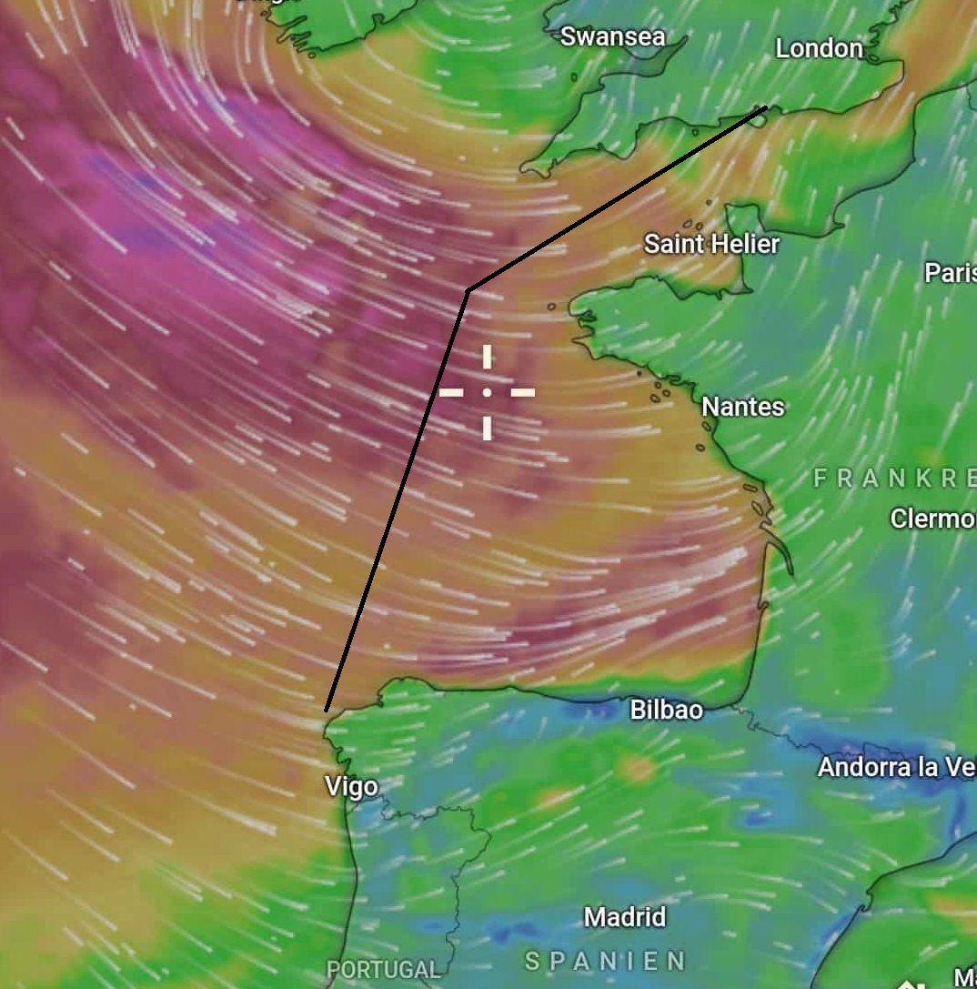 Starker Wind in der Biskaya